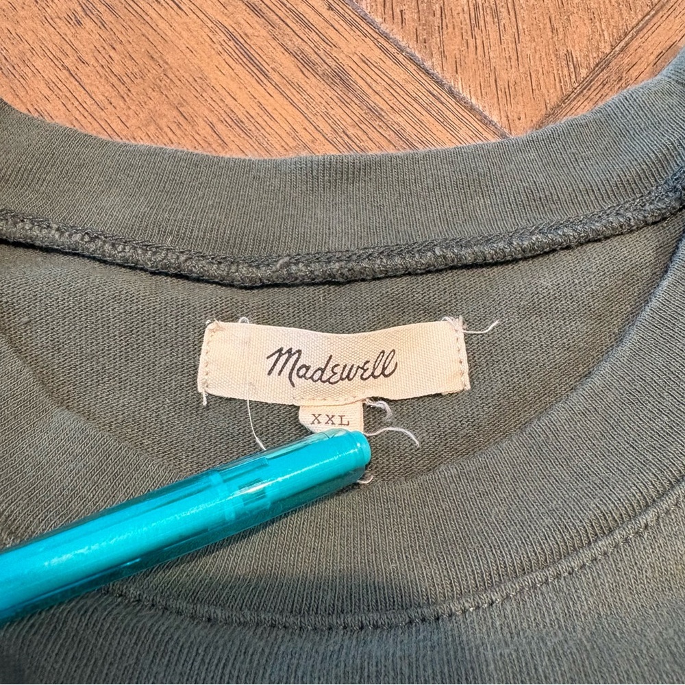 Madewell Banded Muscle Tee Shirt Size XXL Olive Green Elastic Hem - Picture 3 of 5